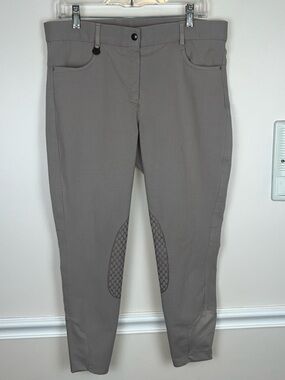 Ovation Women’s Full Seat Silicone Knee Grip Riding Breeches Light Gray, 34 Reg